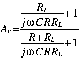 
A_v =frac{frac{R_L}{j omega C R R_L} + 1}{frac{R + R_L}{ j omega C R R_L}+1} 
