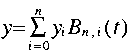 
y = sum {i = 0}{n} y_{i} B_{n , i}( t )
